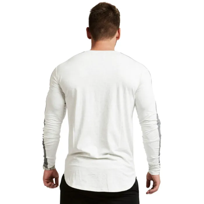 Nice Spring New Men Stitching Round Neck long-sleeved T-shirt Men self-cultivation Sports T-shirt Men Clothing Tops