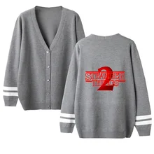 Странные Вещи мужской свитер-кардиган/Женские Новые поступления модный свитер с v-образным вырезом странные вещи кардиган свитер серый Повседневный Топ