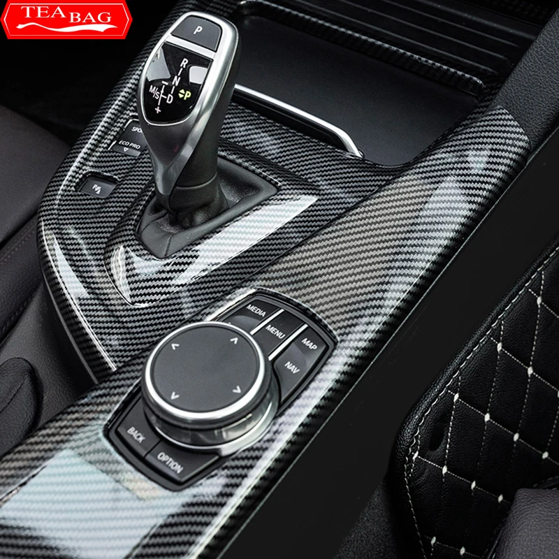 Carbon Fiber Pattern Car Stickers Gear Shift Panel Cover Interior Trim For BMW F30 F31 F32 F36 3 4 Series 2013-2019 LHD