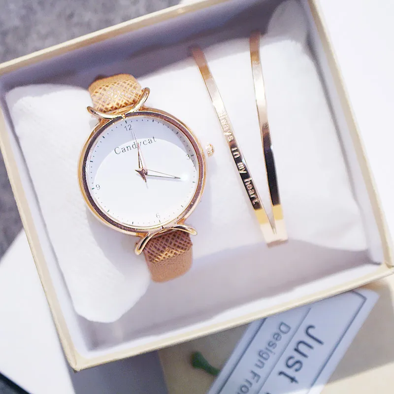 Винтажные минималистичные женские кварцевые часы с кожаным ремешком,, прекрасный дизайн, роскошные женские модные часы, женские часы - Цвет: Коричневый