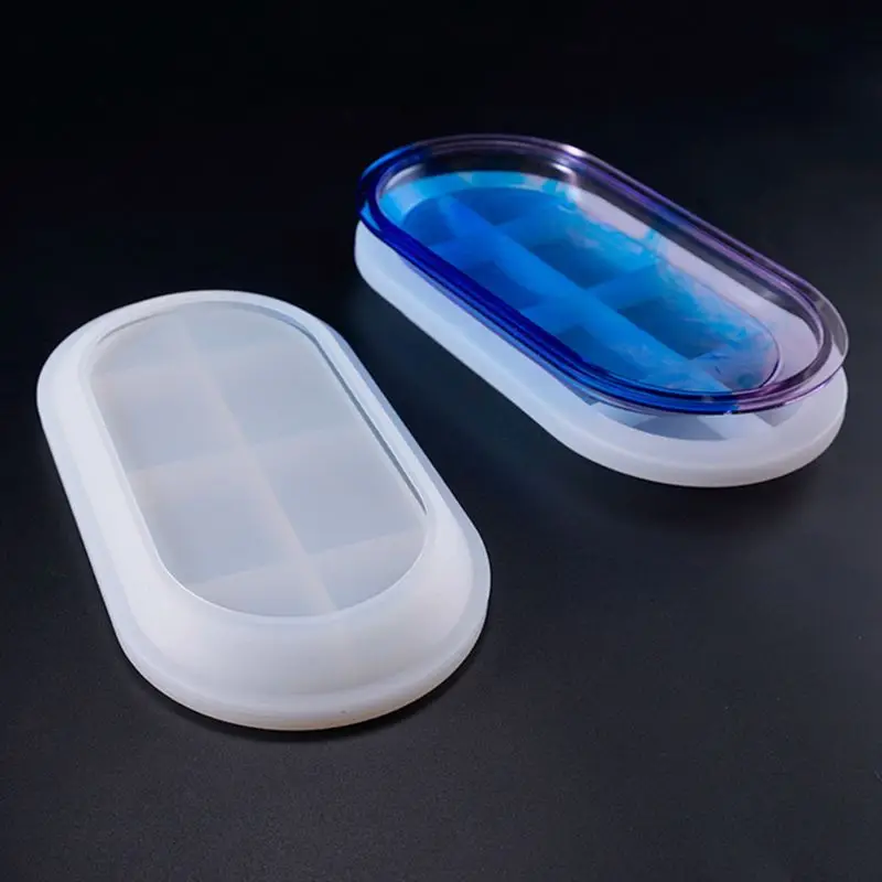 

Crystal Epoxy Mould diy handmade oval flat bottom dish highlight mirror flat bottom dish silicone mould