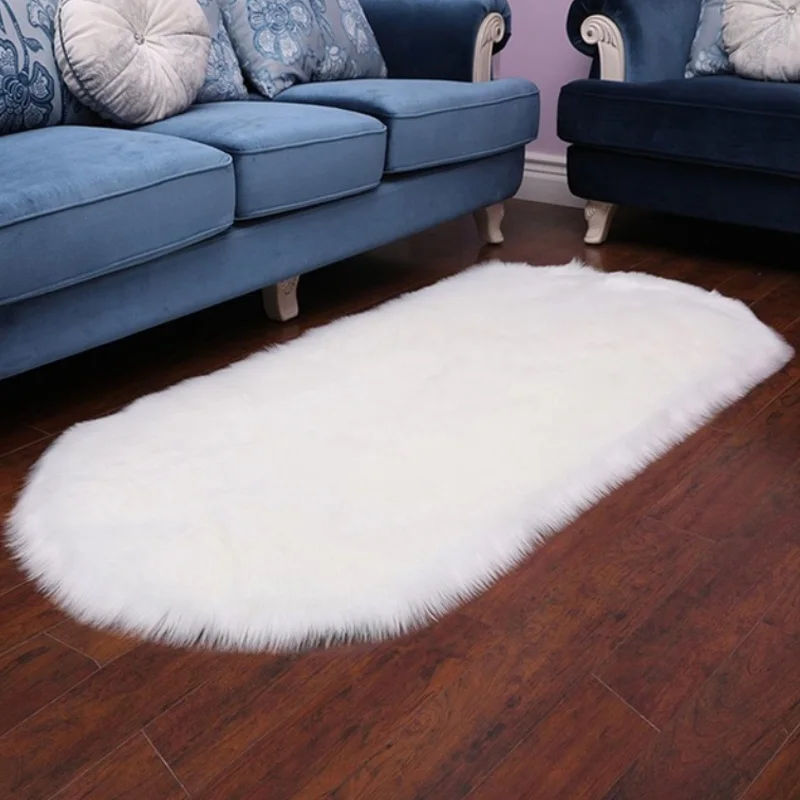 1 шт., мягкий искусственный шерстяной ковер, искусственный диван, овальный, супер мягкий, пушистый коврик для пола, ковер для детской комнаты, украшение дома, товары для спальни