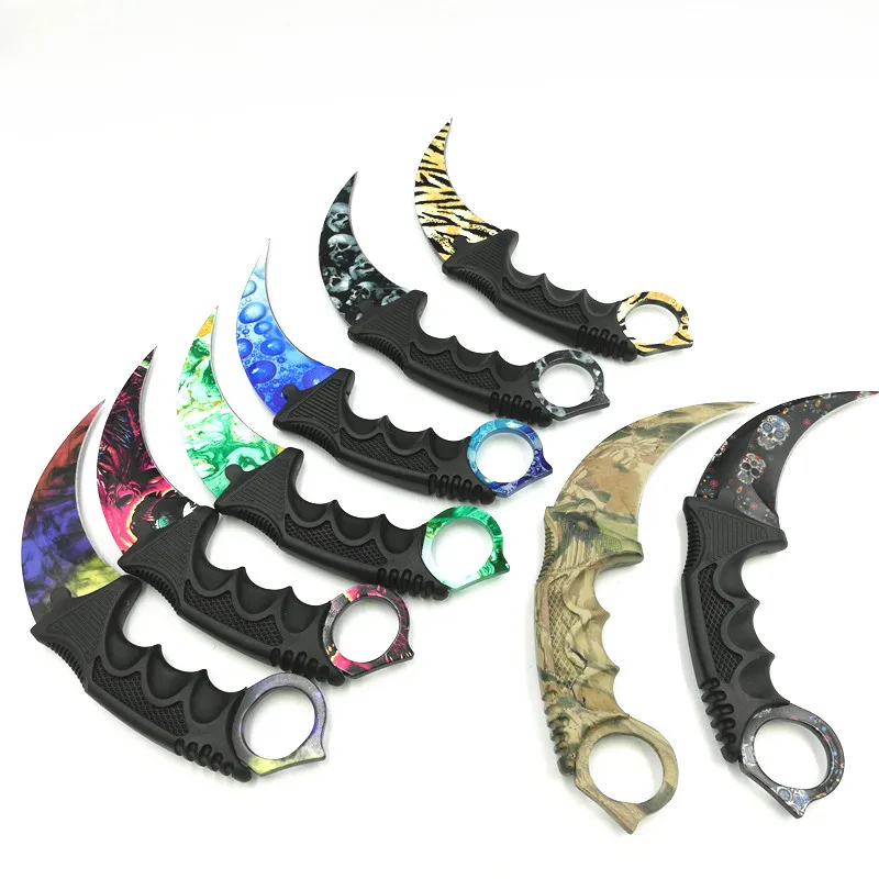 

HS Tools CS GO Counter Strike claw Karambit Knife Neck Knife with Sheath Tiger Tooth Real game Knife camping Knife