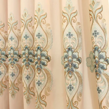 

New Slubem Broidered Curtains for Living Dining Room Bedroom Luxury European Style Blackout Curtains Study Curtains Screening