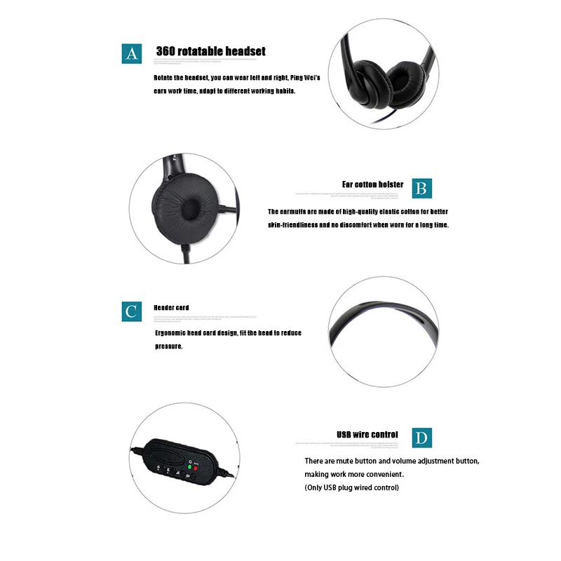 Wired Headset with Microphone Stereo Gaming Headphone for PC Computer Accessories New Arrival
