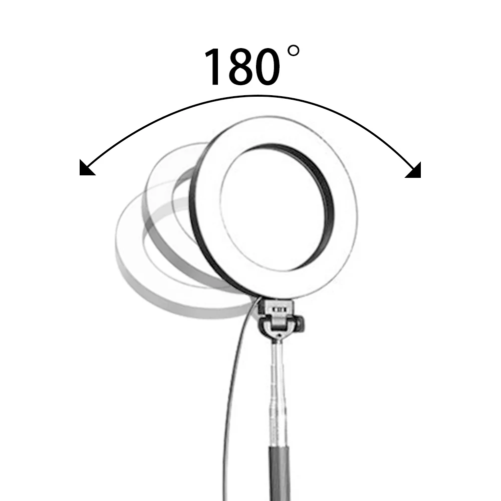 SPASH 6 Inch LED Ring Light with Stretchable Tripod Stand Light Ring Dimmable Phone Selfie Lamp for Living Makeup Photography 5