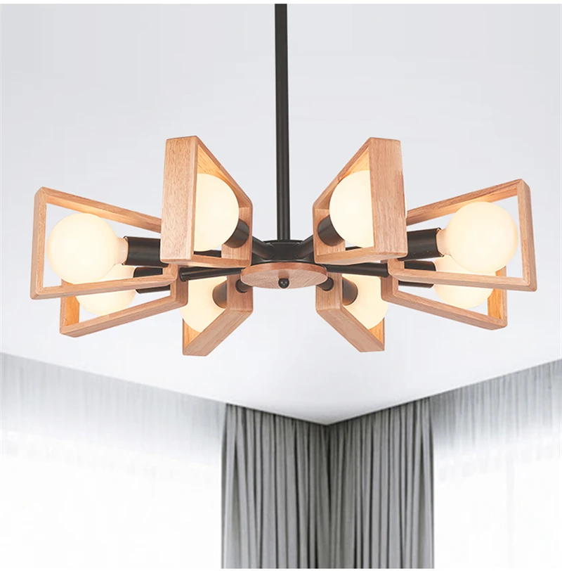 Nordic/Japan Style Wood Led Chandelier Rotatable Hanging lamp Modern Dining Room Bedroom Hanging Light Fixtures Home Loft Decor