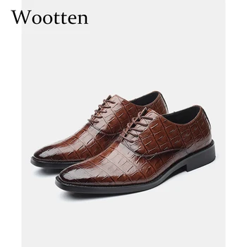 

Plus Size 38-48 men leather shoes crocodile wedding shoes formal classic brand luxury Social elgant office dress shoes men