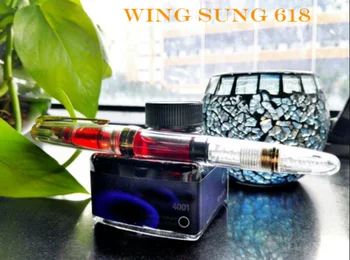 

2020 Wing Sung 618 Transparent Demonstrator Piston Fountain Pen Ink Pen Fine golden clip Ink are not including