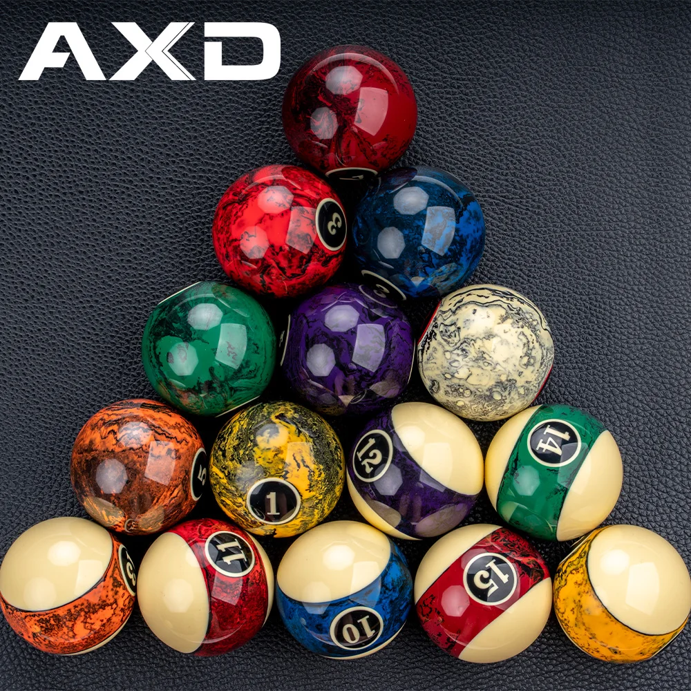 AXD Design-Pool Ball Set with Gifts, Resin Balls, Professional Nine Ball, Marble Pattern, 57.2mm, 16Pcs