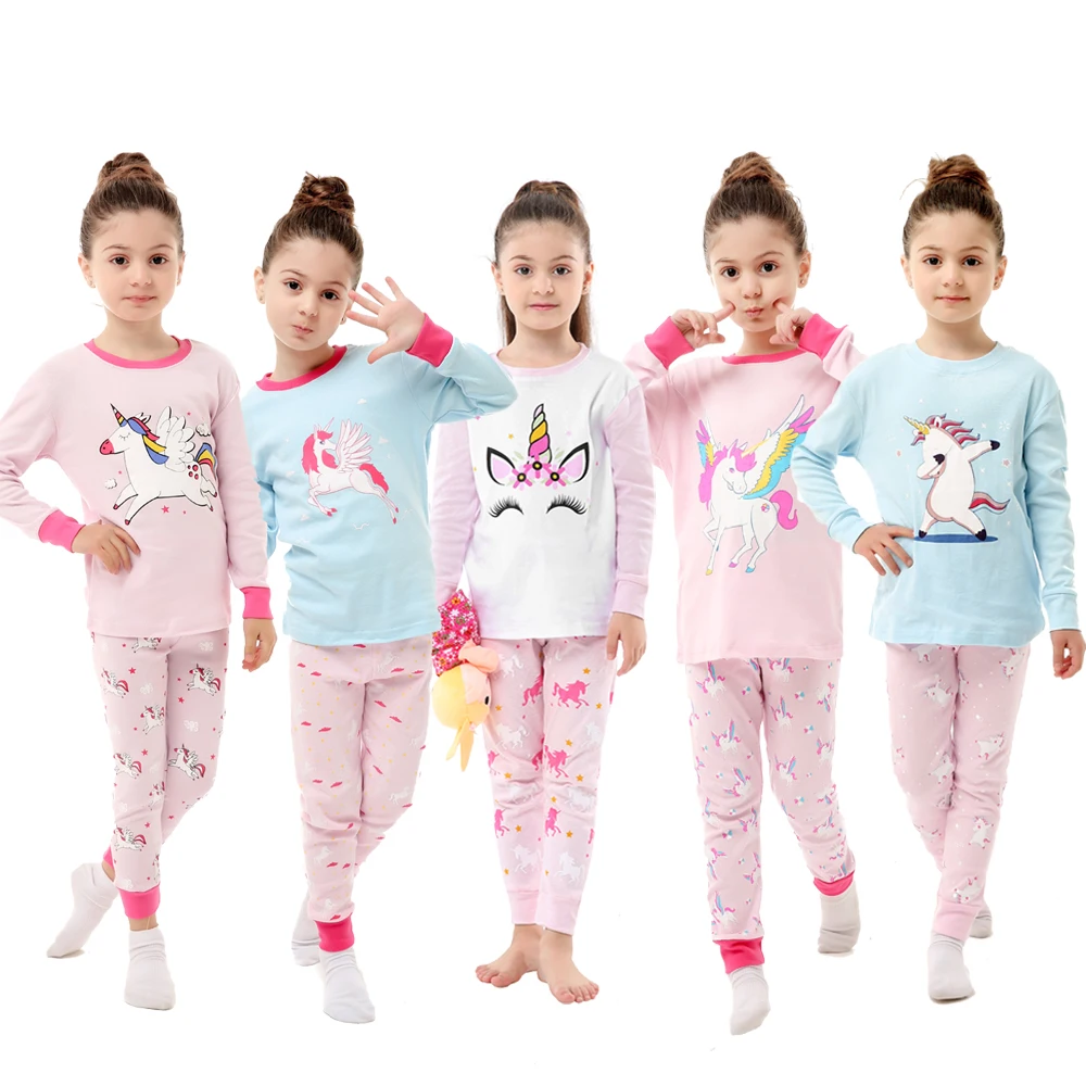 New Girls Unicorn Pajamas for 2 3 4 5 6 7 8Years Kids Clothes Children