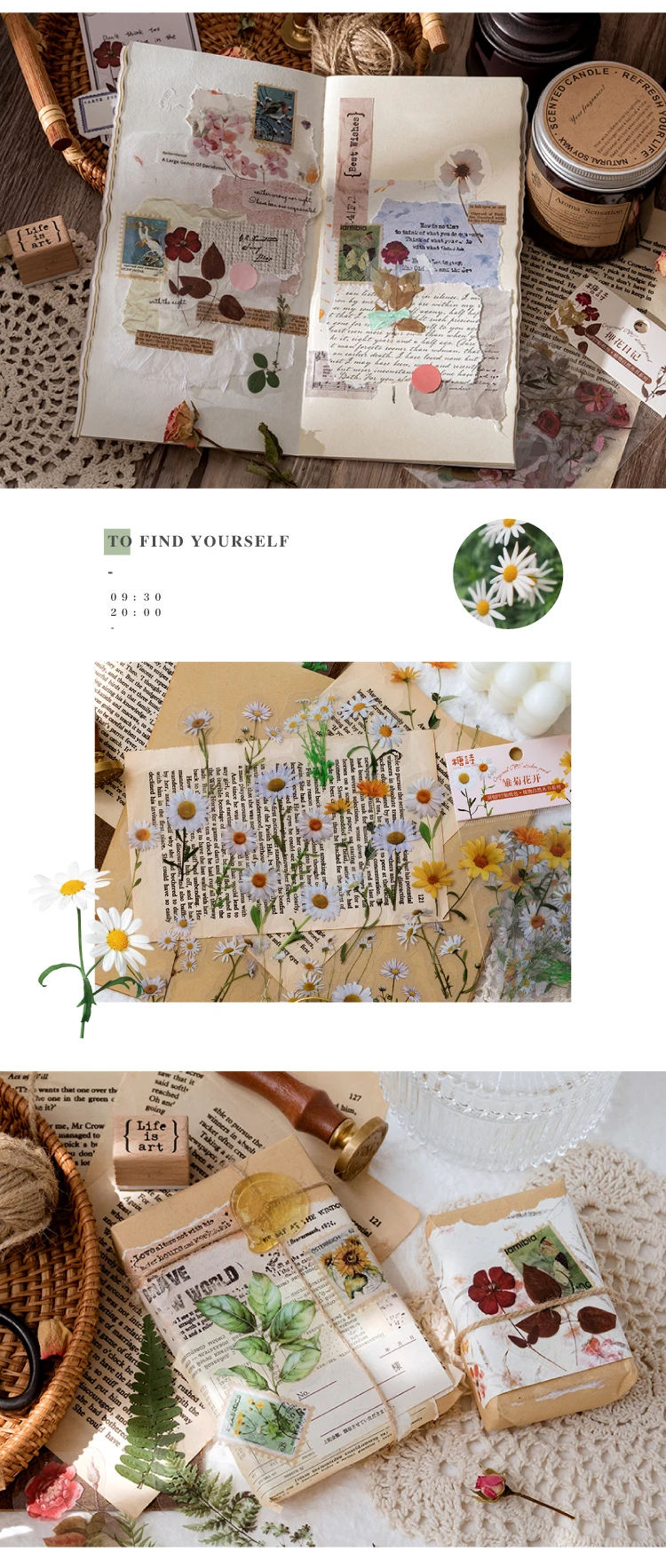 Mr.paper 40Pcs/Bag Plant Flower Series Decorative Diary Sticker Scrapbook Planner Decorative Stationery Sticker