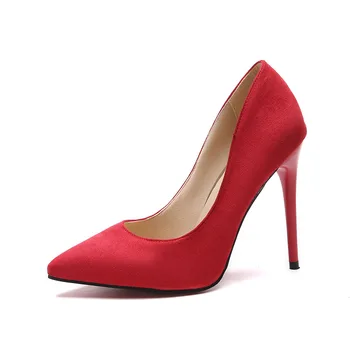 

Spring new women's shoes pointed low side shallow mouth thin heel overshoes suede high heel sexy women's shoes size 35-44