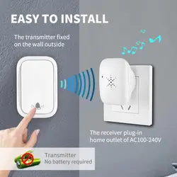 Inteligente auto alimentado campainha sem fio eua ue reino unido plug campainha da porta à prova dwaterproof água 150m de longa distância sem fio 32 músicas casa porta de boas vindas