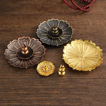 

Backflow Incense Burner Stick Incense Holder Home Buddhism Decoration Coil Lotus Censer Bronze Air Vaporizer Home Decor Supplies