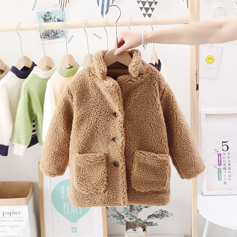 

Girl'S Coat Autumn And Winter 2020 New Style Children Korean-style Western Style Lambs Wool Thick Children Winter Velvet Hoodie