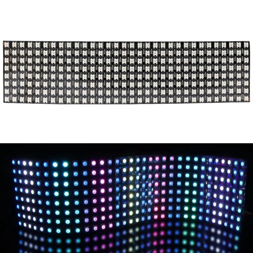 1 pcs 8x32 Pixel WS2812B LED Heatsink chip Digital Individually addressable led module Panel Flexible DIY Display Board DC5V