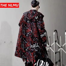 Новинка, длинная Мужская куртка, Тренч с буквенным принтом, модная ветровка Harajuku, пальто для ночного клуба, мужская повседневная верхняя одежда, WG578