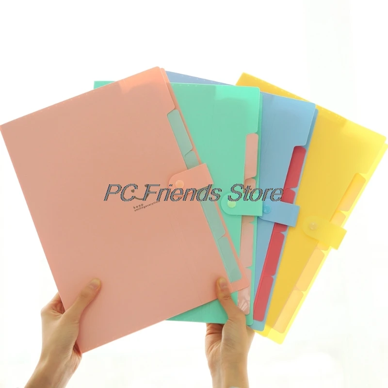 

New 10 Color A4 Kawaii Carpetas Smile Waterproof Carpeta File Folder 5 Layers Arc-PC Friend