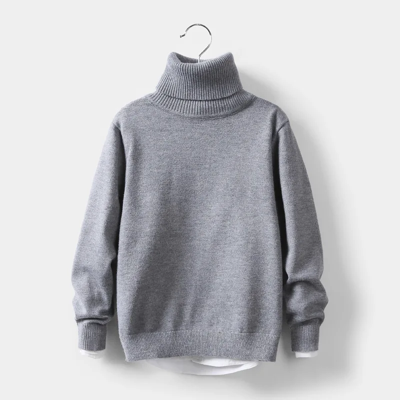 2-12T Toddler Kid Boy Girl Clothes Autumn Winter Warm Pullover Top long sleeve turtleneck Knitted Sweater Casual Plain Knitwear