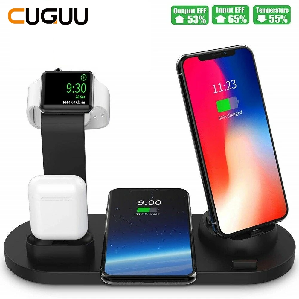 4 in 1 Wireless Charging Stand For Apple Watch 5 4 3 2 1 iPhone 11 X XS XR 8 Airpods Pro 10W Qi Fast Charger Dock Station