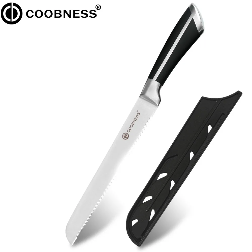 COOBNESS, набор профессиональных поварских ножей, нож для очистки хлеба, Santoku, ножи для нарезки мяса, рыбы, овощей, кухонный нож - Цвет: 8 inch bread