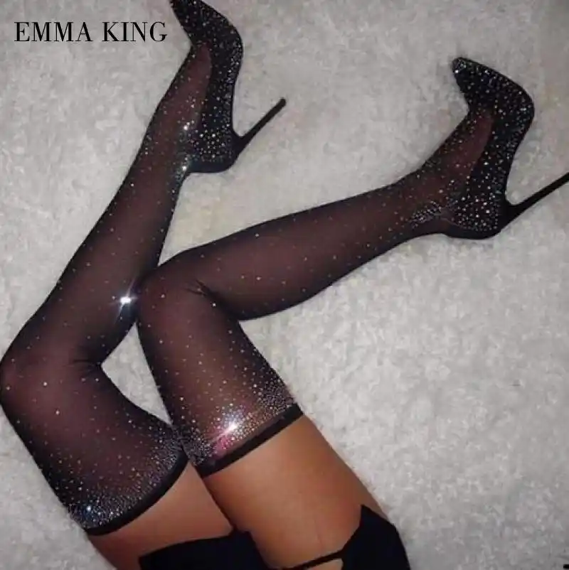 rhinestone stocking boots