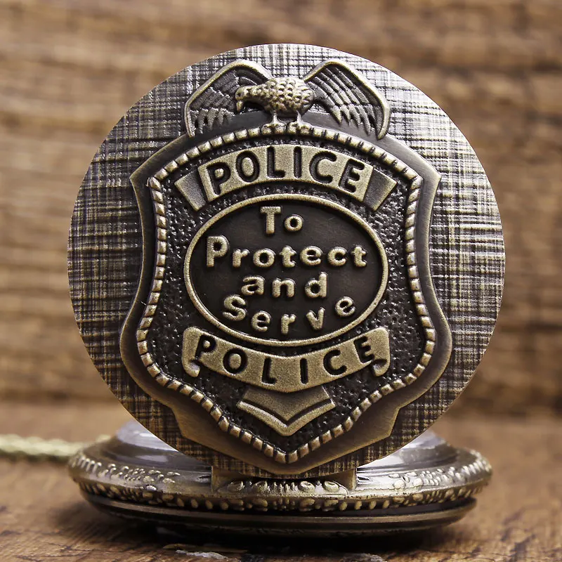 

2019 New Quartz Pocket Watch The Police To Protect And Serve Pattern Necklace Watch Pendant Sculpture Mens Pocket Watches Chain