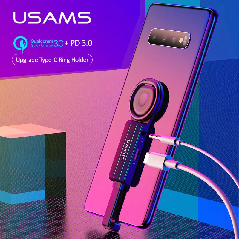 Адаптер USAMS Type c 3 5 мм aux адаптер otg type мини OTG Аудио PD QC 0 для быстрой зарядки Samsung s9