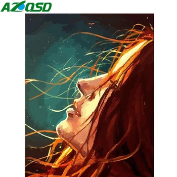 

AZQSD Oil Paint By Number Sets Girl DIY Needlework 40X50cm No Frame Figure Paint By Number Canvas Painting Kits Handicraft