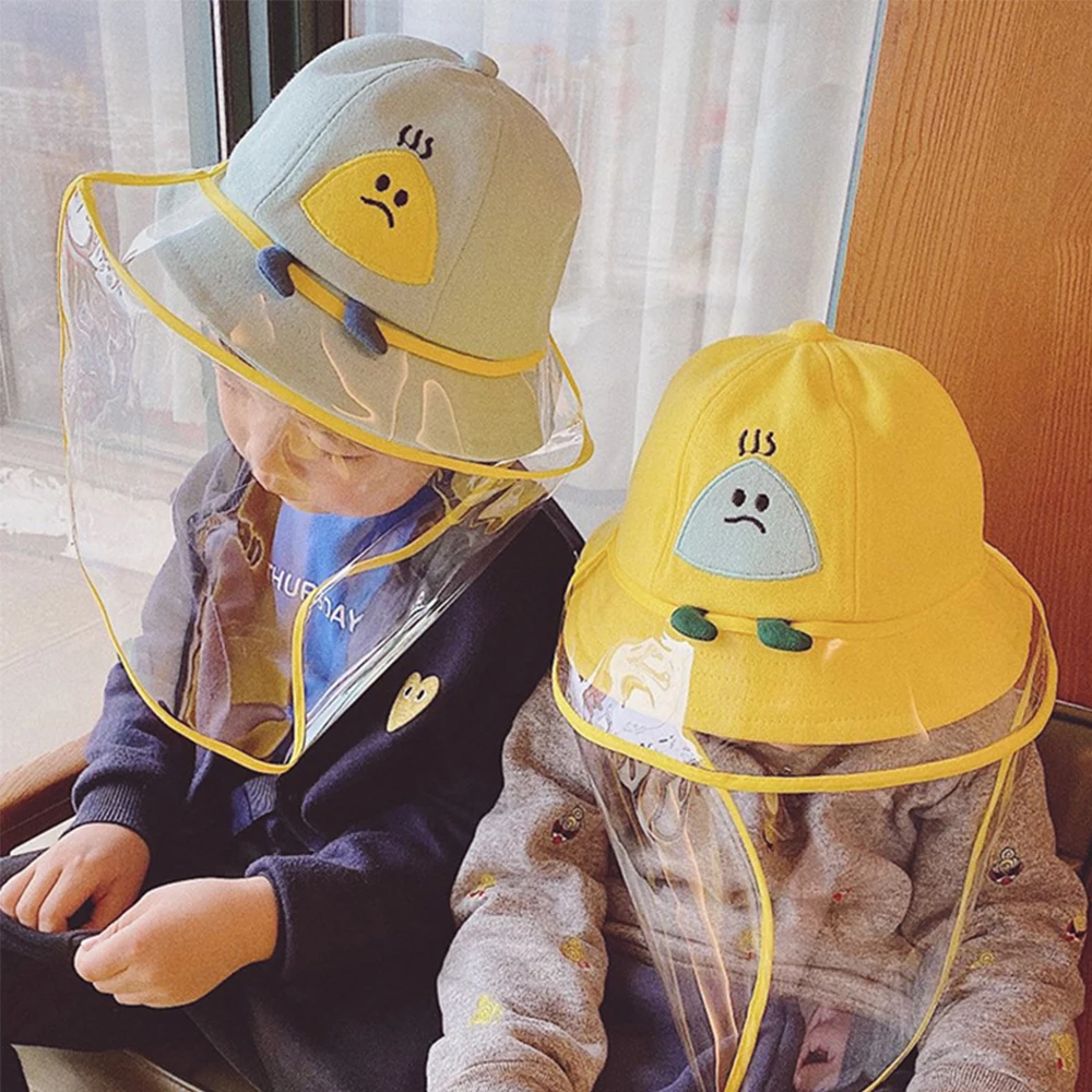 

Cartoon Kids Removable Hats Dustproof Anti Spitting Protective Masks Visor Hat Face Shield Fisherman Windproof Outdoor Sun Cap