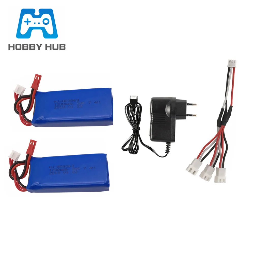 7,4 v 1200mAh Lipo батарея для Yizhan Tarantula X6 H16 RC Дрон Квадрокоптер 2S 7,4 V батарея и зарядное устройство для WLtoys V666 V262 V323 - Цвет: Синий