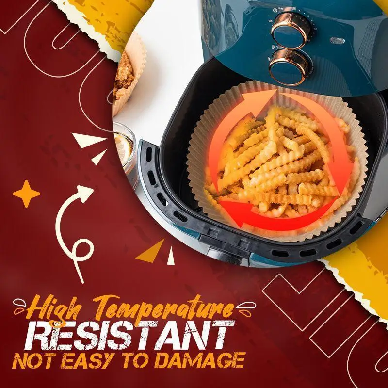 

50/100pcs Air Fryer Disposable Paper Liner Disposable Perforated Non-Stick Steaming Basket Mat Kitchen Tool