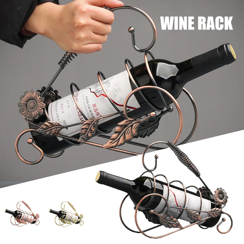 Winwinfly Metal Wine Rack Stainless Steel Single Bottle Wine Holder Glass Holder for Home Bar,Silver 