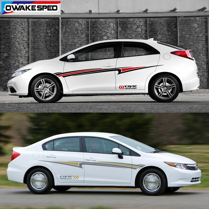 Обе стороны гоночные полосы для Honda CIVIC Тип R автомобильные спортивные аксессуары для укладки кузова линии Васит виниловые наклейки