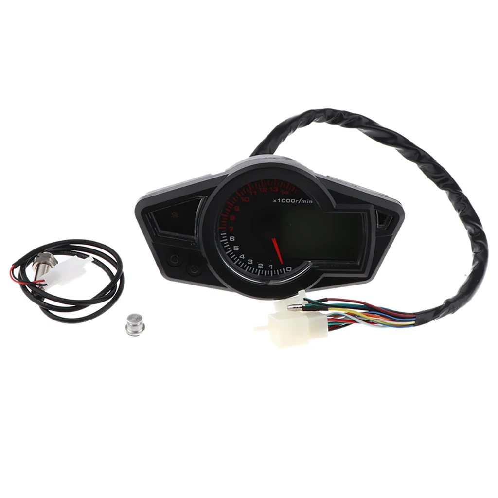 LCD Digital Motorcycle LED Speedometer Tachometer Odometer Gauge Universal