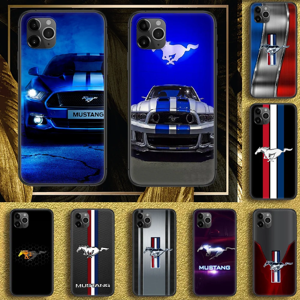 Спортивный автомобильный чехол для телефона Mustang iphone 5 5s se 2 6 6s 7 8 12 mini plus X XS XR 11 PRO MAX