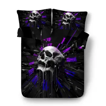

Drop shipping Bedding Sets 3D Digital Printing Skull Bedding Set Duvet Cover Queen King 3D Skull AX