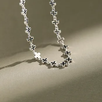 

Cross Pendant Simple Clavicle Chain Female 925 Sterling Silver Necklace For Woman Joyas De Colgante Cruz Plata Fina Jewelry