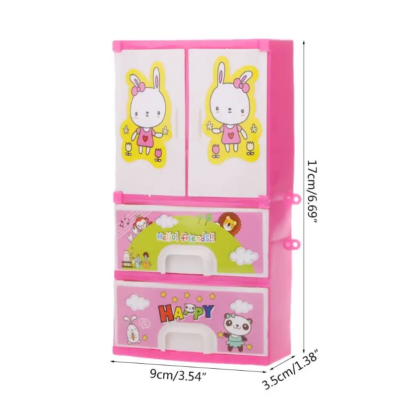 Мультяшный кролик шкаф для одежды куклы аксессуары для куклы Барби игрушки для девочек принцесса мебель для спальни