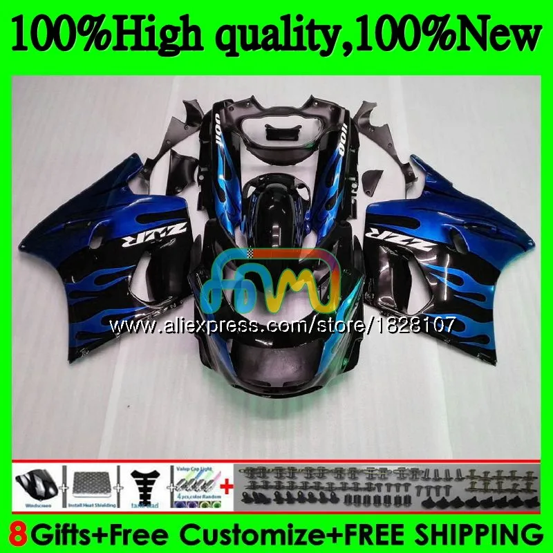 ZX-11 для KAWASAKI ZX11 ZX-11R ZZR 1100 ZX 11R 8BS. 82 ZZR1100 ZX11R 93 94 95 96 97 Синий Пламя 1993 1994 1995 1996 1997 обтекатель