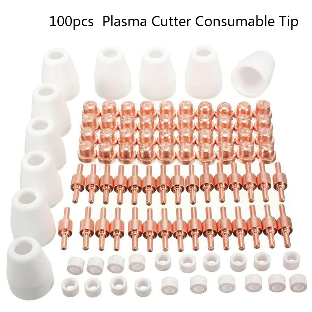 100Pcs Plasma Cutter Tip Electrodes & Nozzles Kit Consumable Accessories For PT31 CUT 40 50  Plasma Cutter Welding Tools best welding rod for beginners