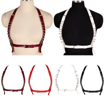 

Women Sexy Leather Harness Straps Punk Goth Body Bondage Belt Cage Bra Harness Erotic Waist Chest Wrap Stocking Belts