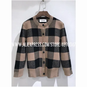 

women's long-sleeved jacket autumn winter clothes 2020 Soft Waxy Cashmere Classic Plaid Cardigan Jacket