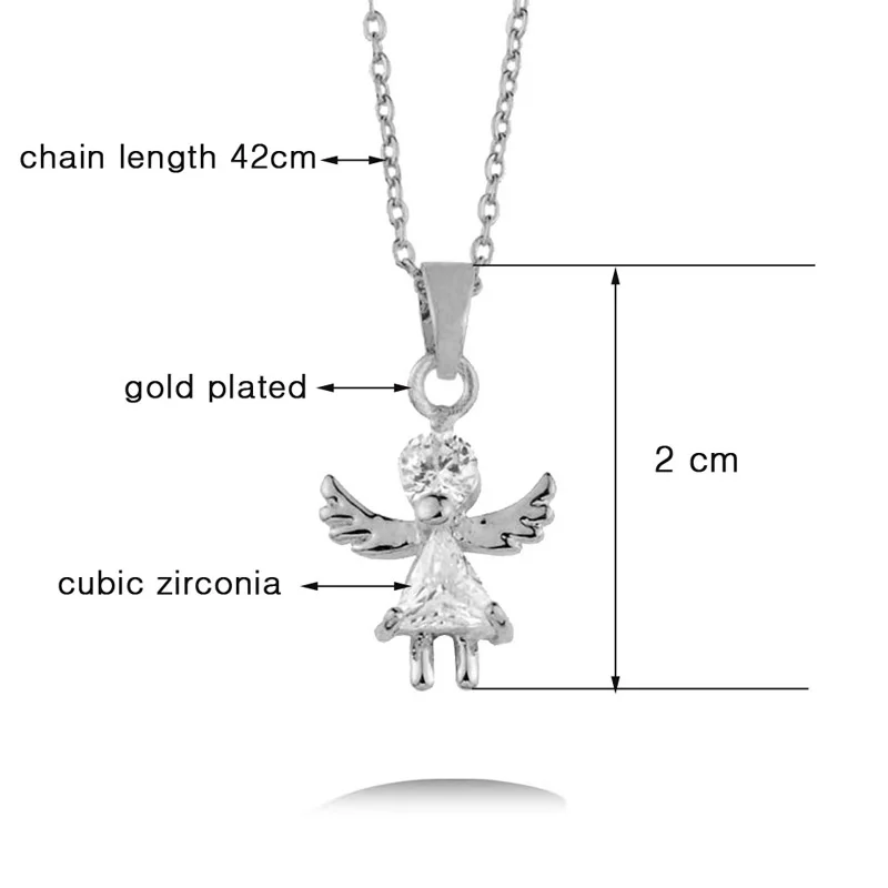 SINLEERY Romantic Cubic Zircon Angel Wings Girl Pendant Necklace Rose Gold Color Fashion Chain For Women Party Jewelry Xl679 SSP - Image 6