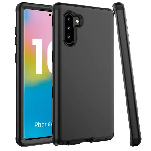 Черный Чехол полностью защищающий телефон для Coque samsung Note 10 Plus 10+ силиконовый чехол тонкий телефон Funda для samsung Galaxy Note10 задняя крышка - Цвет: Черный