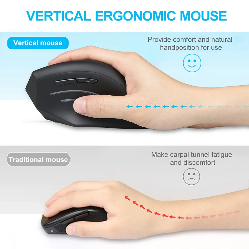 Ceny TeckNet 2.4G ergonomia pionowa mysz bezprzewodowa 6 przycisków mysz optyczna 2000DPI Wrist Healing prawa ręka myszy na komputer do gier