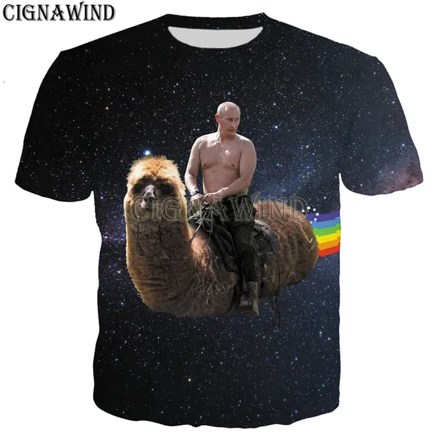 New funny t shirts men/women Space the Milky Way Russia President Putin 3D printed t-shirt Harajuku style tshirt streetwear tops