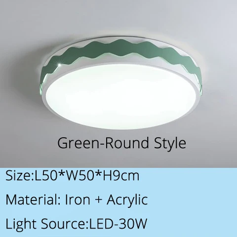 Green- Round Дизайн современный светодиодный потолочный светильник в помещении креативный Ресторан высокой яркости светодиодный светильник для спальни кухни гостиной - Цвет корпуса: Green- Round