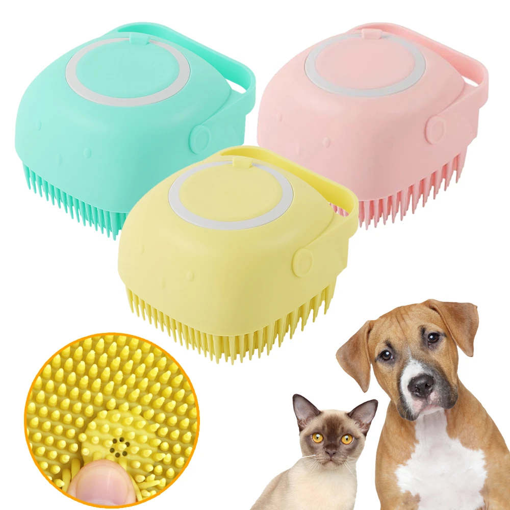Pet Dog Shampoo Brush Cat Bath Massage Comb Grooming Scrubber Brush For  Bathing Short Hair Soft Silicone Rubber Brushes - Litter & Housebreaking -  AliExpress
